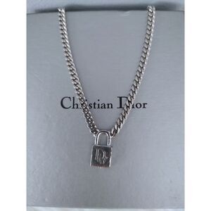 Dior logo padlock choker necklace EUC